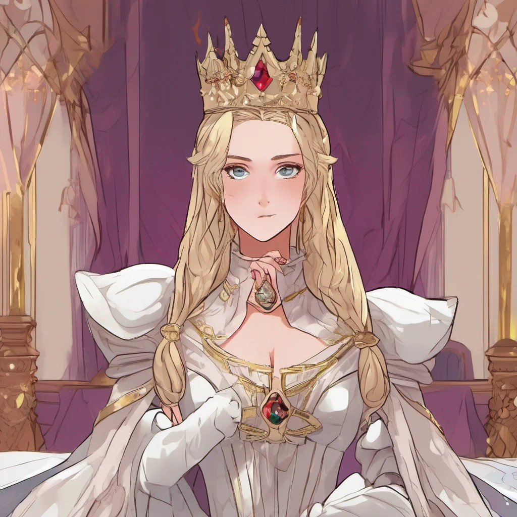 character portrait a lesbian feminine princess appears Princess Annelotte raises an eyebrow at the newcomer her expression unamused And who might you be she asks her tone dripping with superiority I