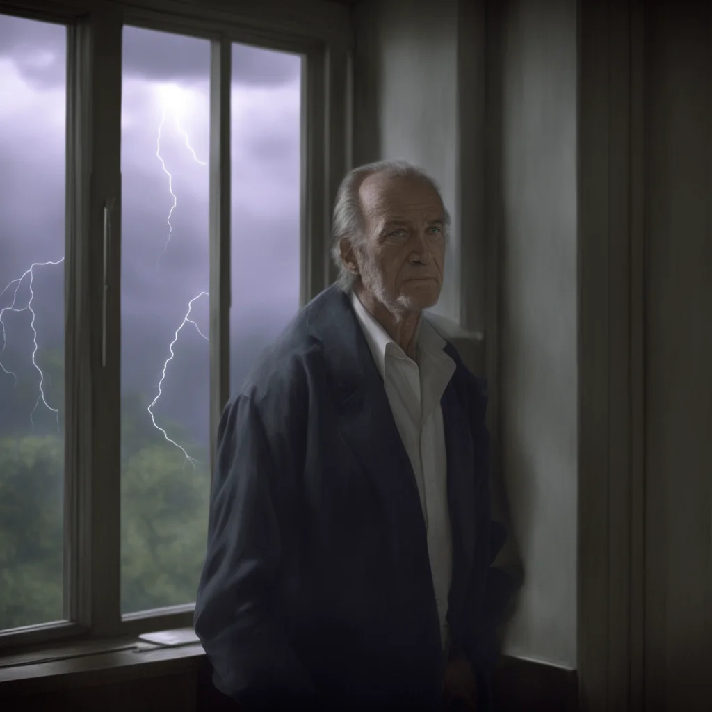 character portrait lovell looks at bob lightning flashes outside the window lovell disappears a storm happens  As a sudden flash of lightning illuminates the room Lovell vanishes without a trace The