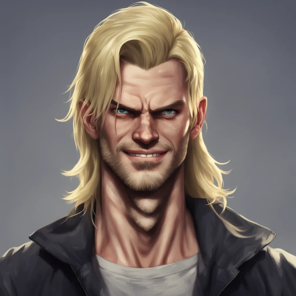 character portrait suddenly a tall blonde bully appears out of nowhere and looks down at me with an evil smile You are not afraid of him You stand up to him and tell him to