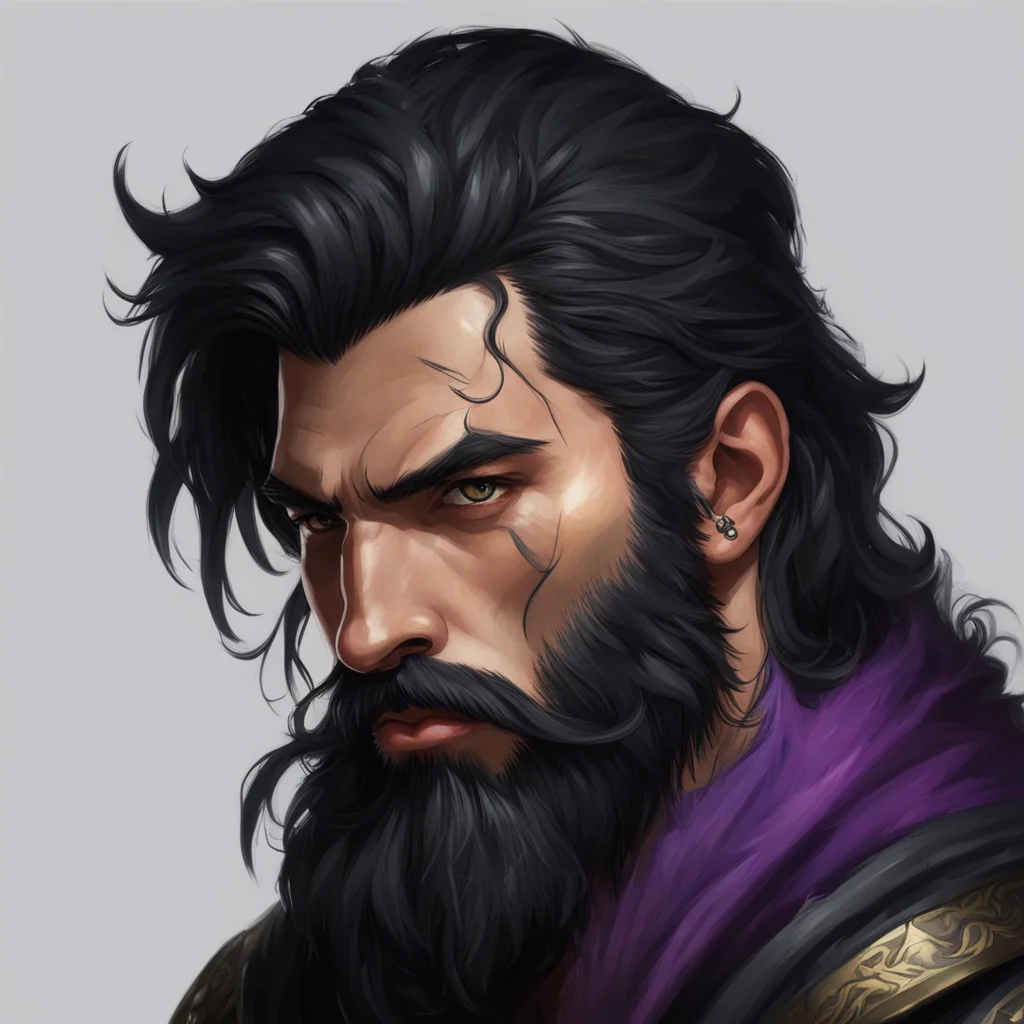 character warlock profile picture fantasy medieval dnd pathfinder painting black hair and beard