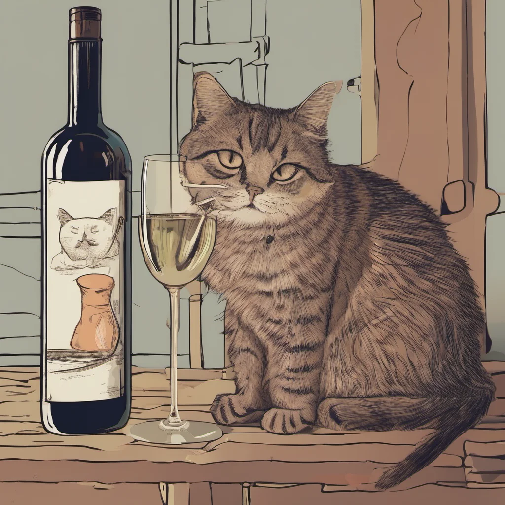 chat avec une bouteille et un verre de vin amazing awesome portrait 2