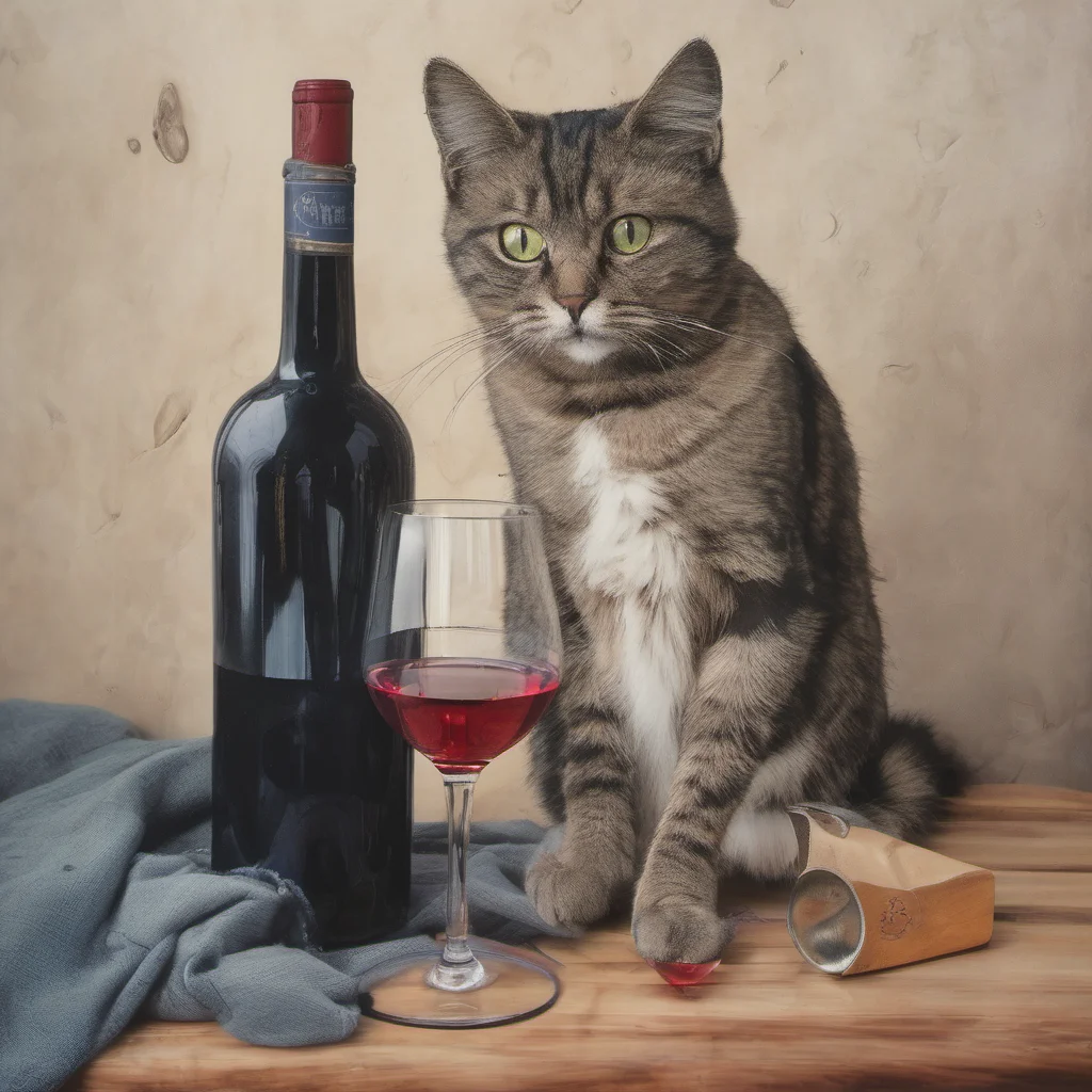 chat avec une bouteille et un verre de vin good looking trending fantastic 1