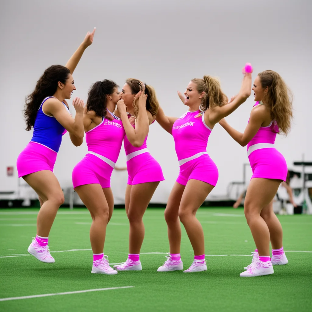 cheerleaders playing spin the bottle