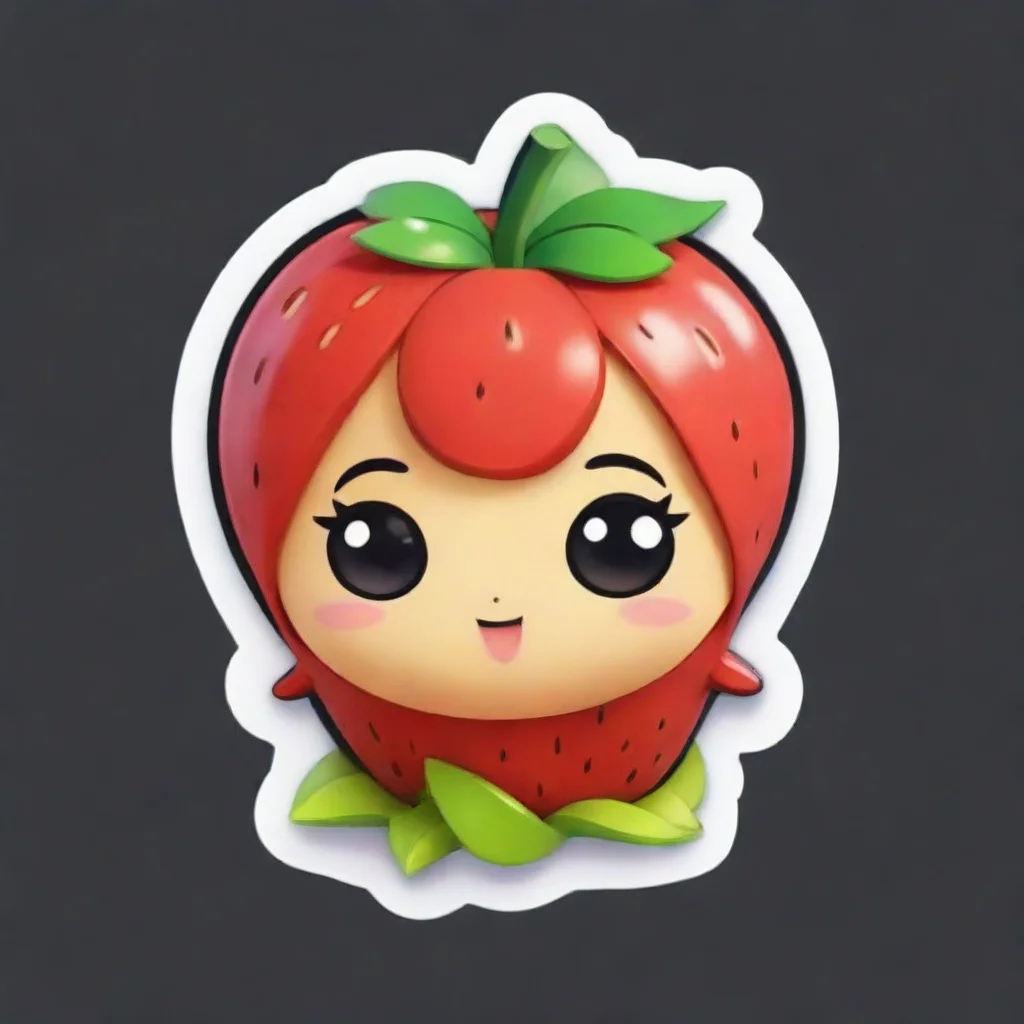 aichibi cute 3d%2C rendered fruit%2C with white perimeter%2C black background%2C sticker
