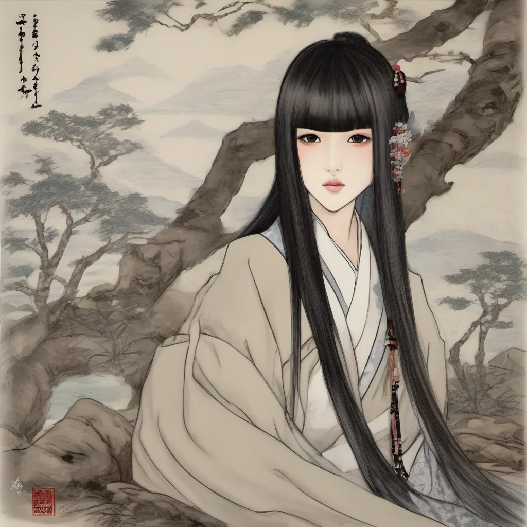 aichico de la antigua china con cabello blanco  y largo japanese confident engaging wow artstation art 3