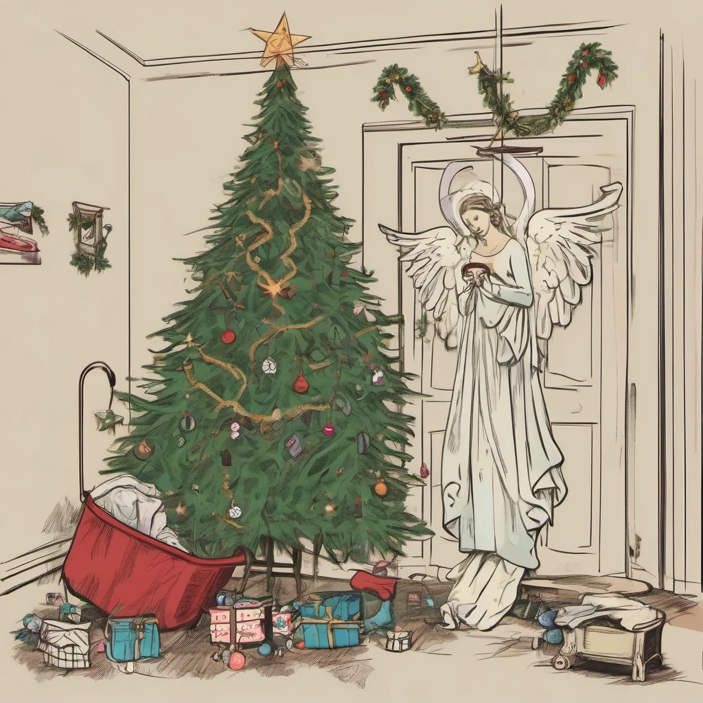 christmas tree with an erection and an oltimer with dirty laundry and an angel confident engaging wow artstation art 3