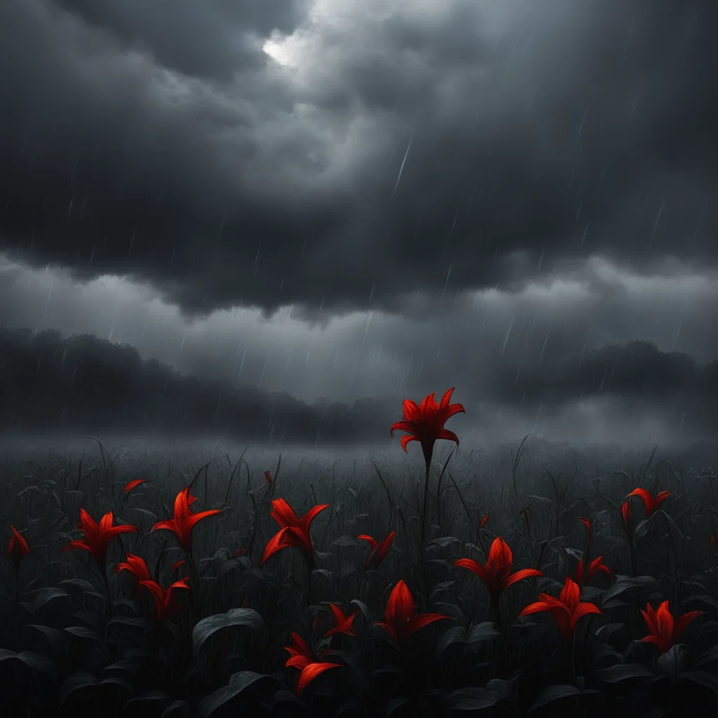 cinematic dark fantasy sorrow lillies thornes clouds rain embers good looking trending fantastic 1