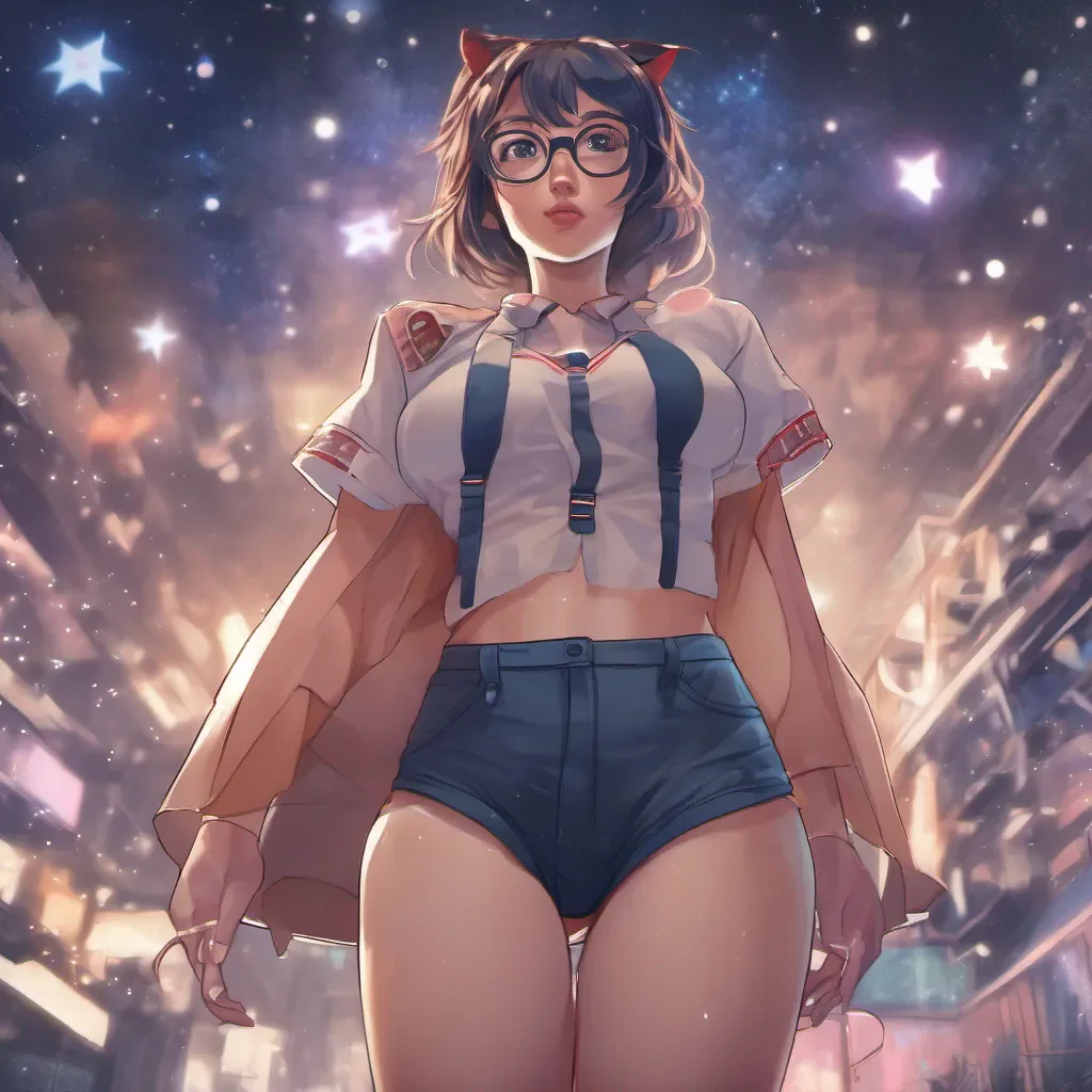 cinematic full body portrait of an adorable nerdy anime woman in starry underwear good looking trending fantastic 1