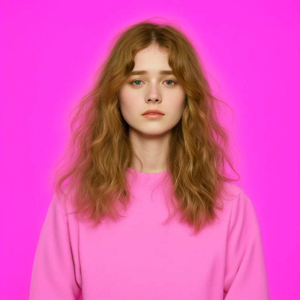 clairo the singer with a pink stand behind her amazing awesome portrait 2