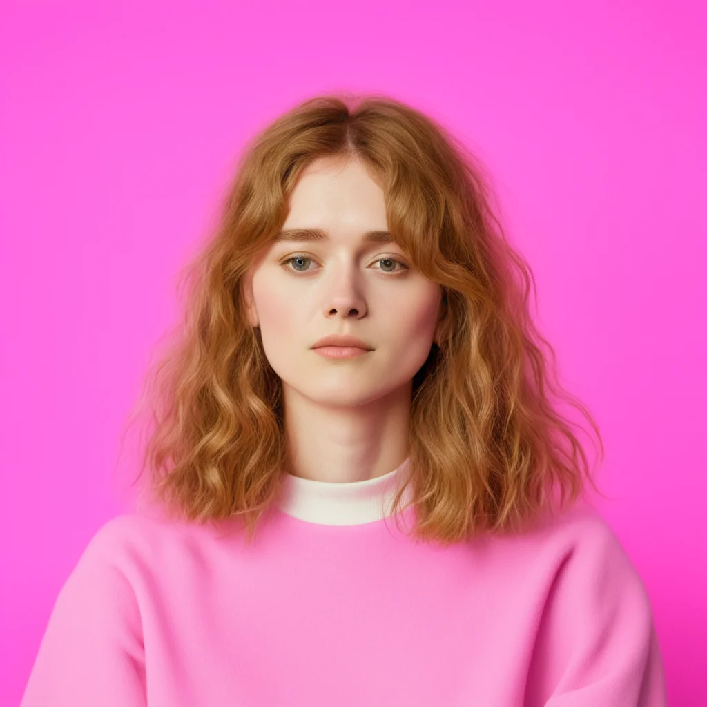 clairo the singer with a pink stand behind her
