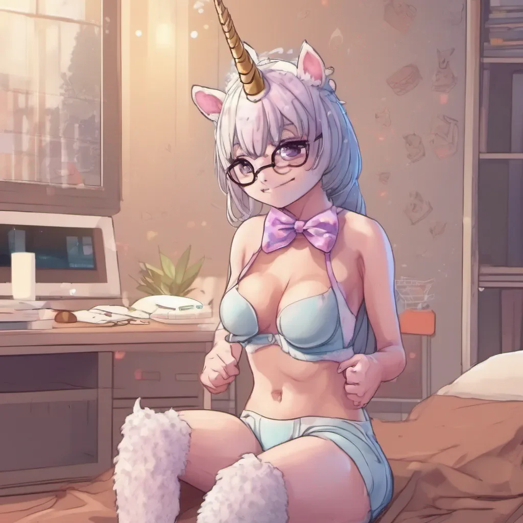clean full body portrait of an adorable nerdy anime woman in unicorn underwear amazing awesome portrait 2