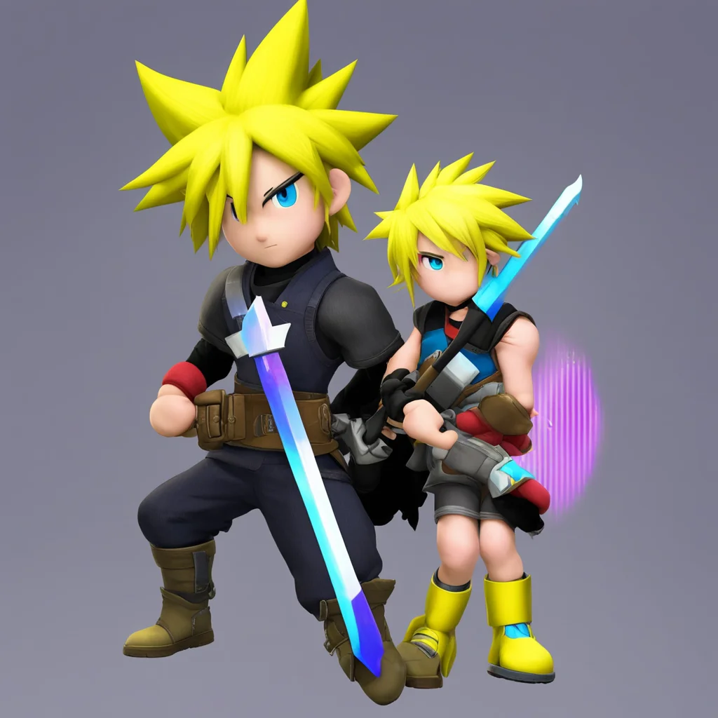cloud strife mixed with sora super smash bros ultimate amazing awesome portrait 2