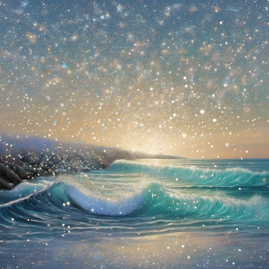 aicoastal beach fantasy art water shimmer glitter sparkle ocean confident engaging wow artstation art 3