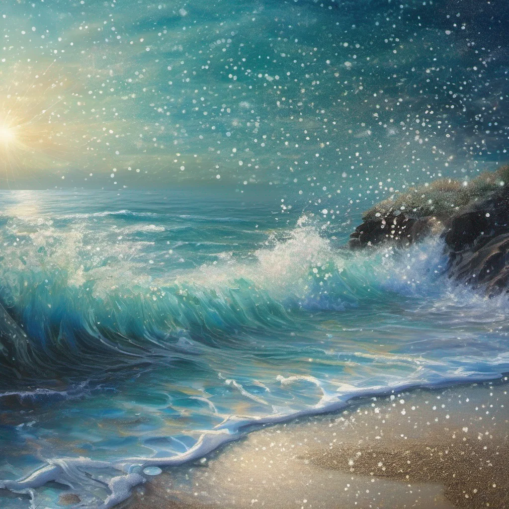 aicoastal beach fantasy art water shimmer glitter sparkle ocean