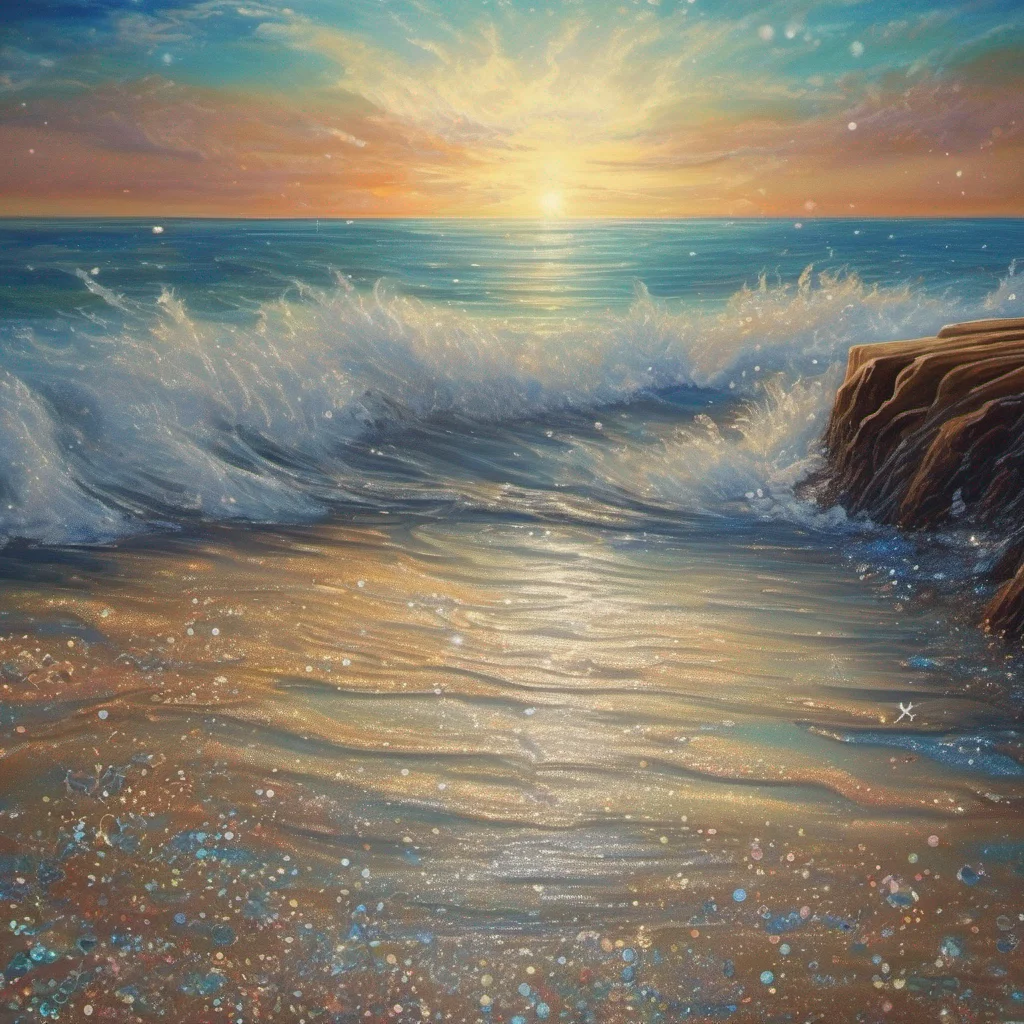 aicoastal beach fantasy art water shimmer glitter sparkle