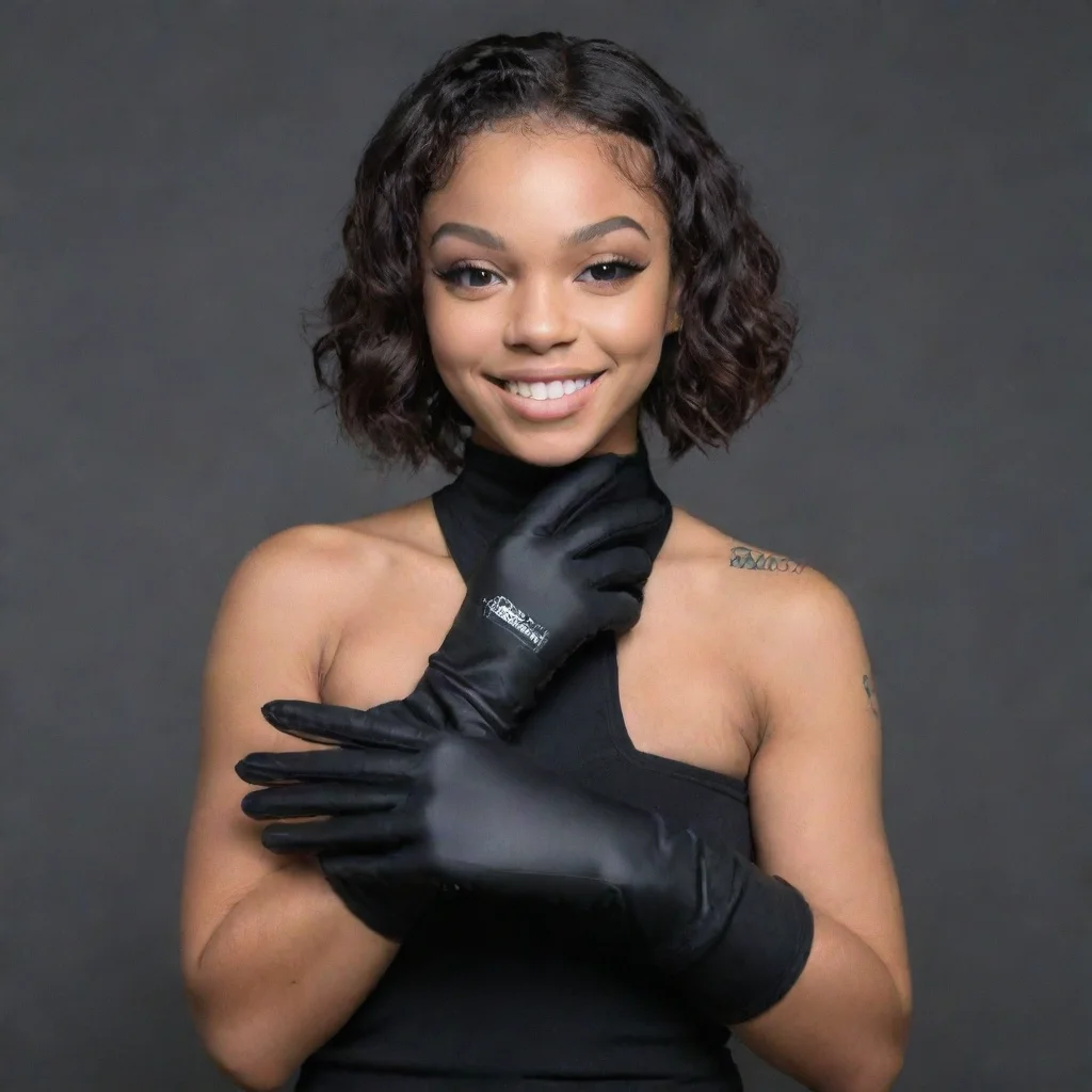 coi leray smiling with black gloves
