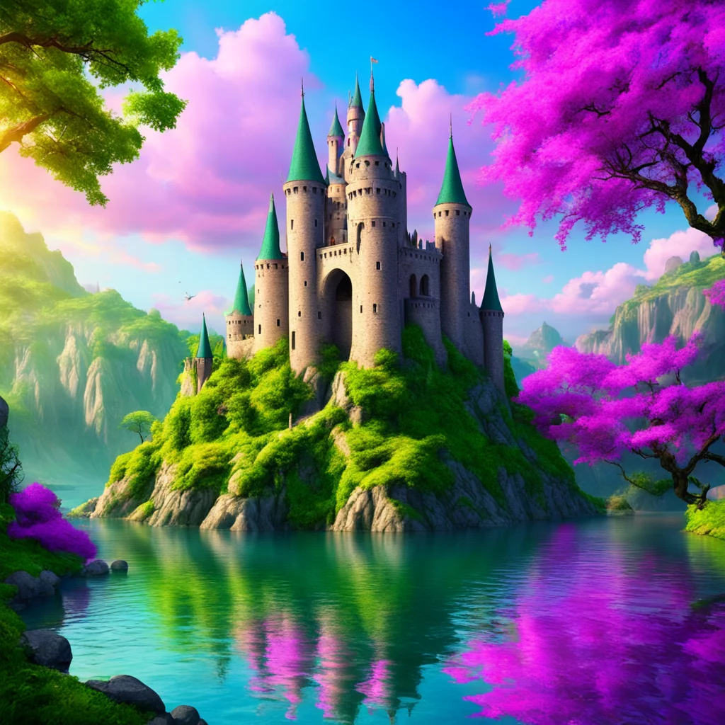 colorful amazing castle epic fantasy castle moat