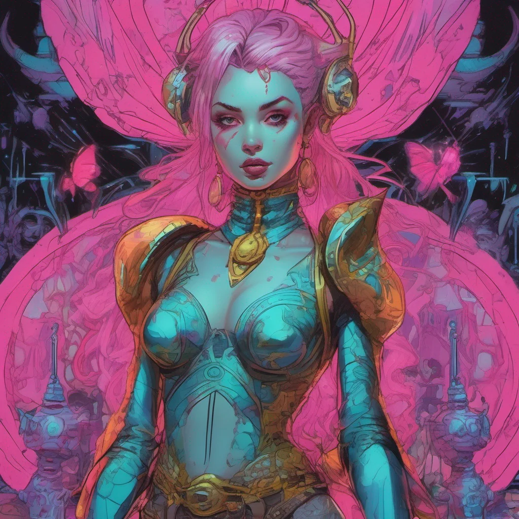 aicomic book ethereal fantasy art neon punk seductive feminine mage