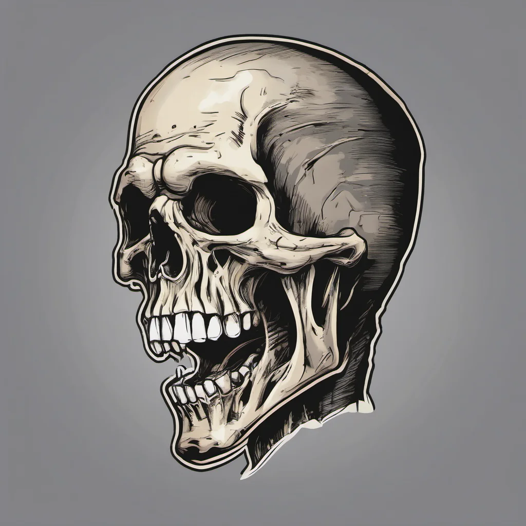 comic book skeleton head open mouth