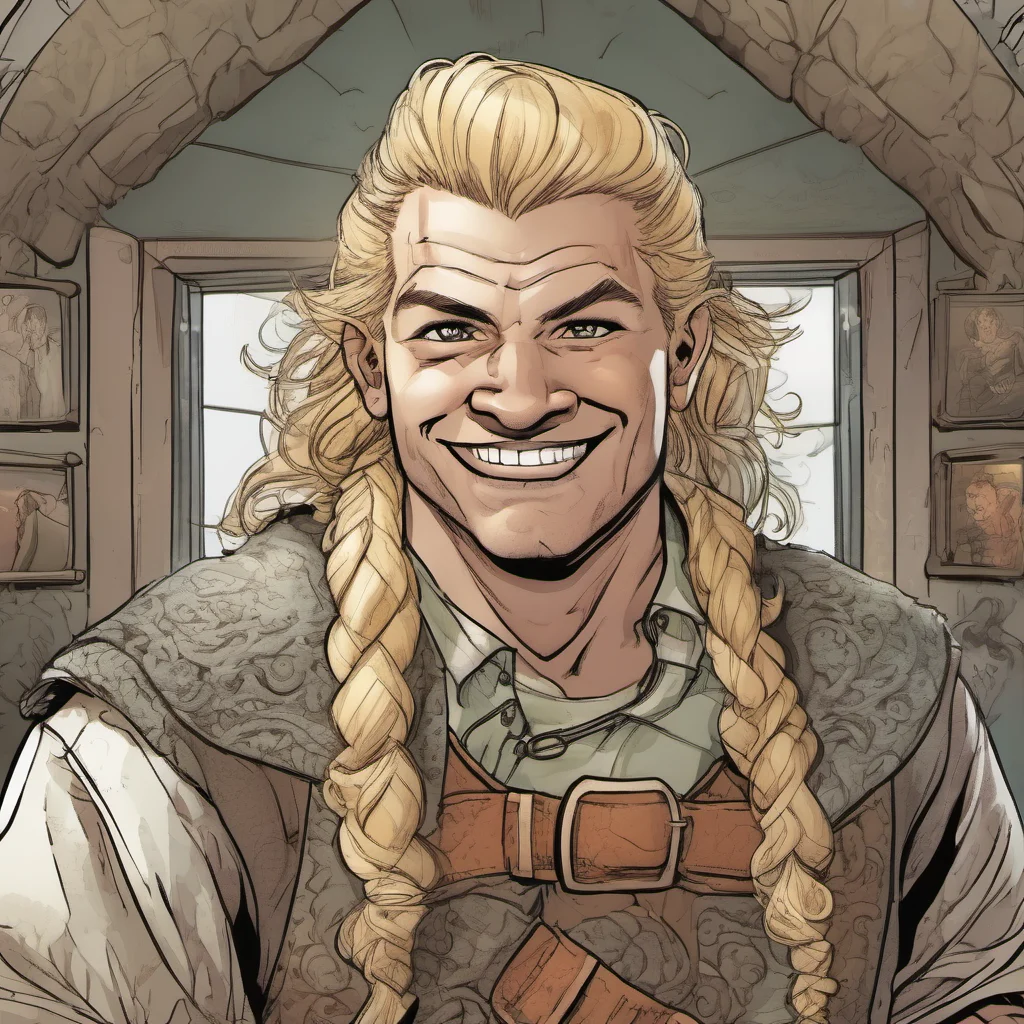comic book young adult male dwarf blonde smiling good looking trending fantastic 1