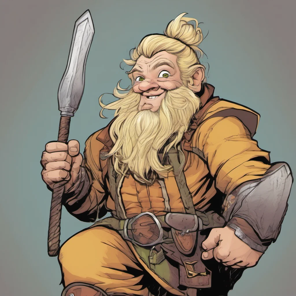 comic book young adult male dwarf blonde smiling