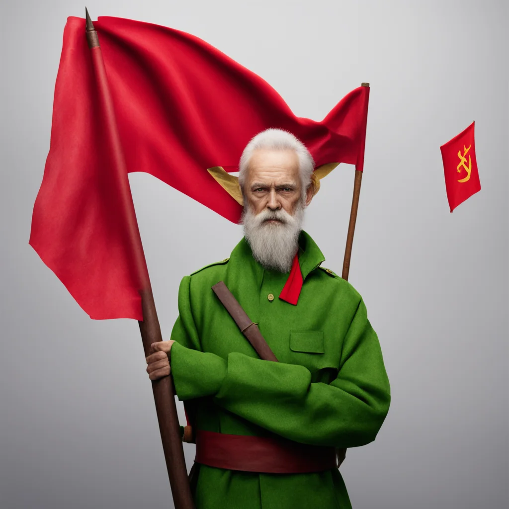 communist elfe holding a flag