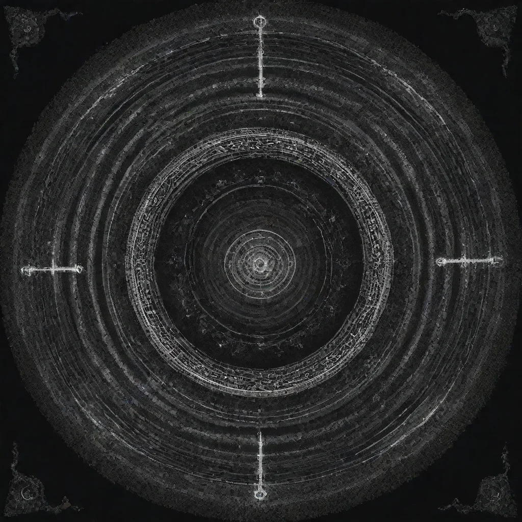 complex unknown symbols symmetrical lines dots vector clip art  black and white ascending god