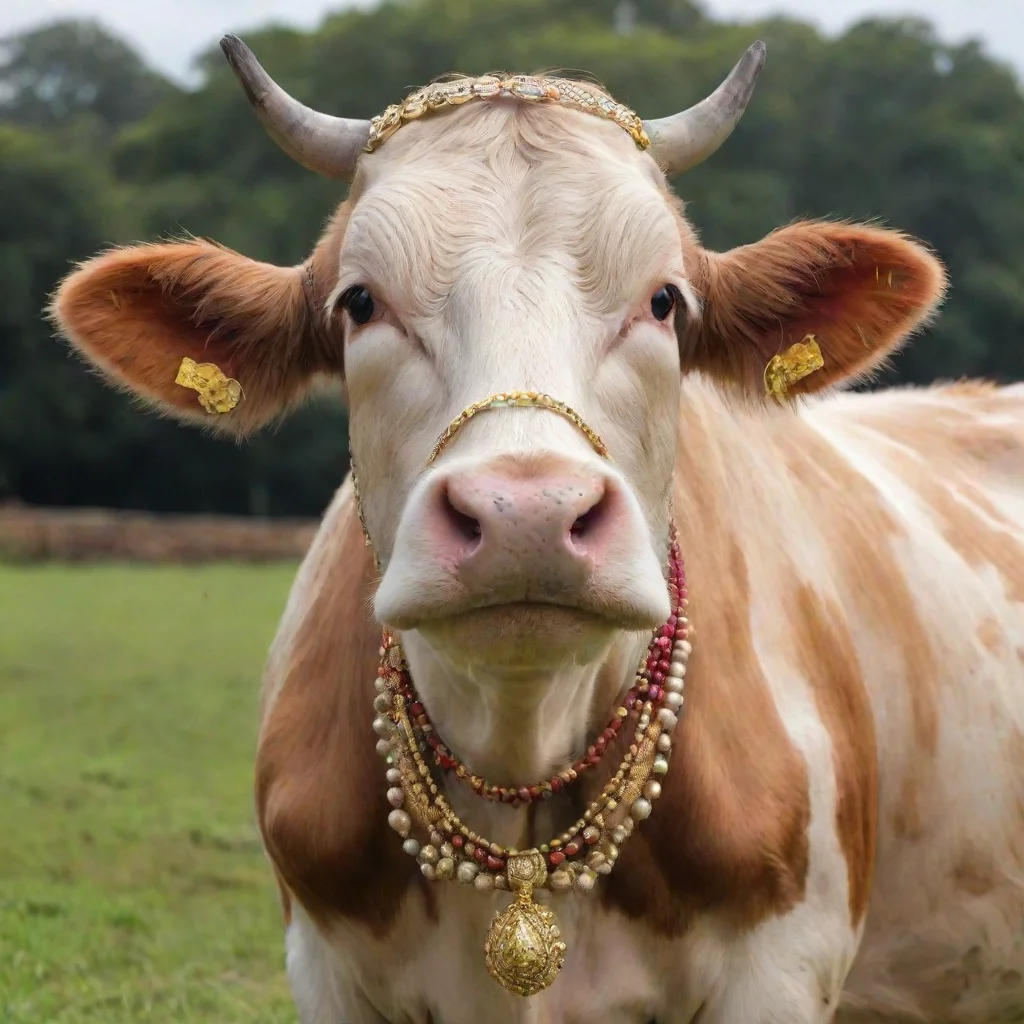 cow wearing jewellery 