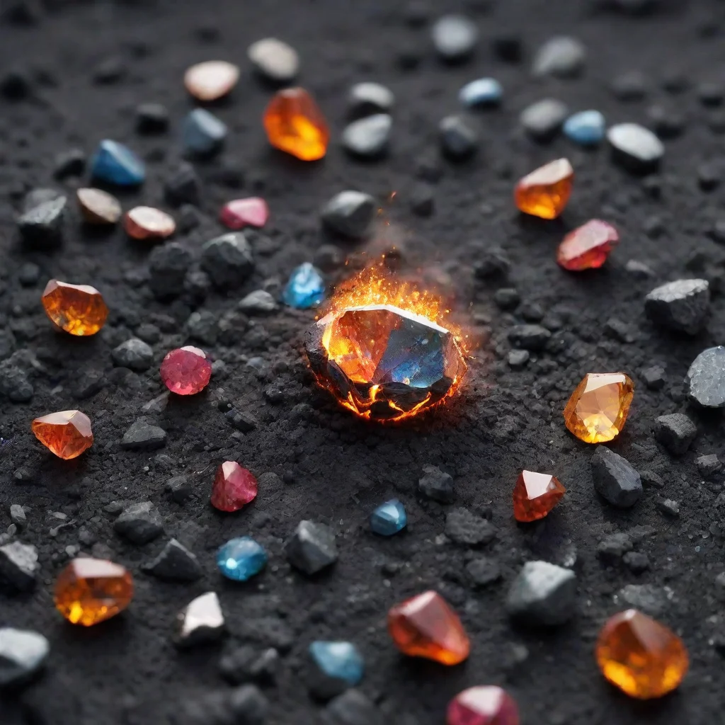 aicrashing into the ground causes colored diamonds and coals to fly in all directions