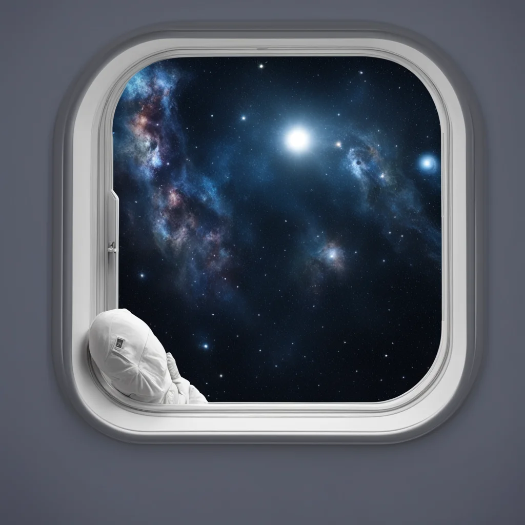 create a picture of a person in space looking through the front window out there to the space amazing awesome portrait 2