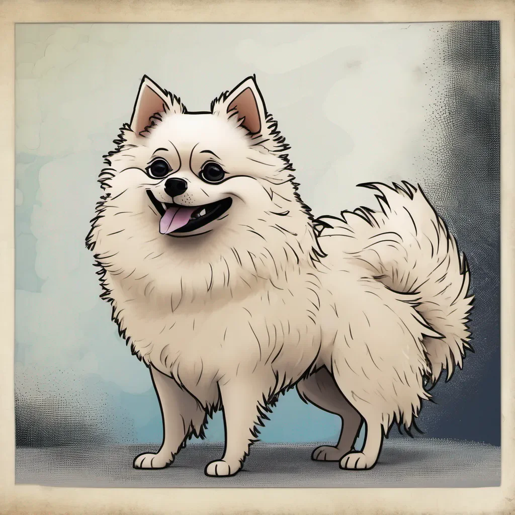 create a picture of a spitz dog in the style of pixar comic book