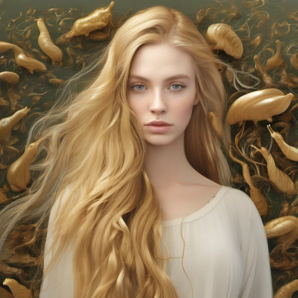 create a picture of me with long golden blonde hair and a beautiful slug confident engaging wow artstation art 3