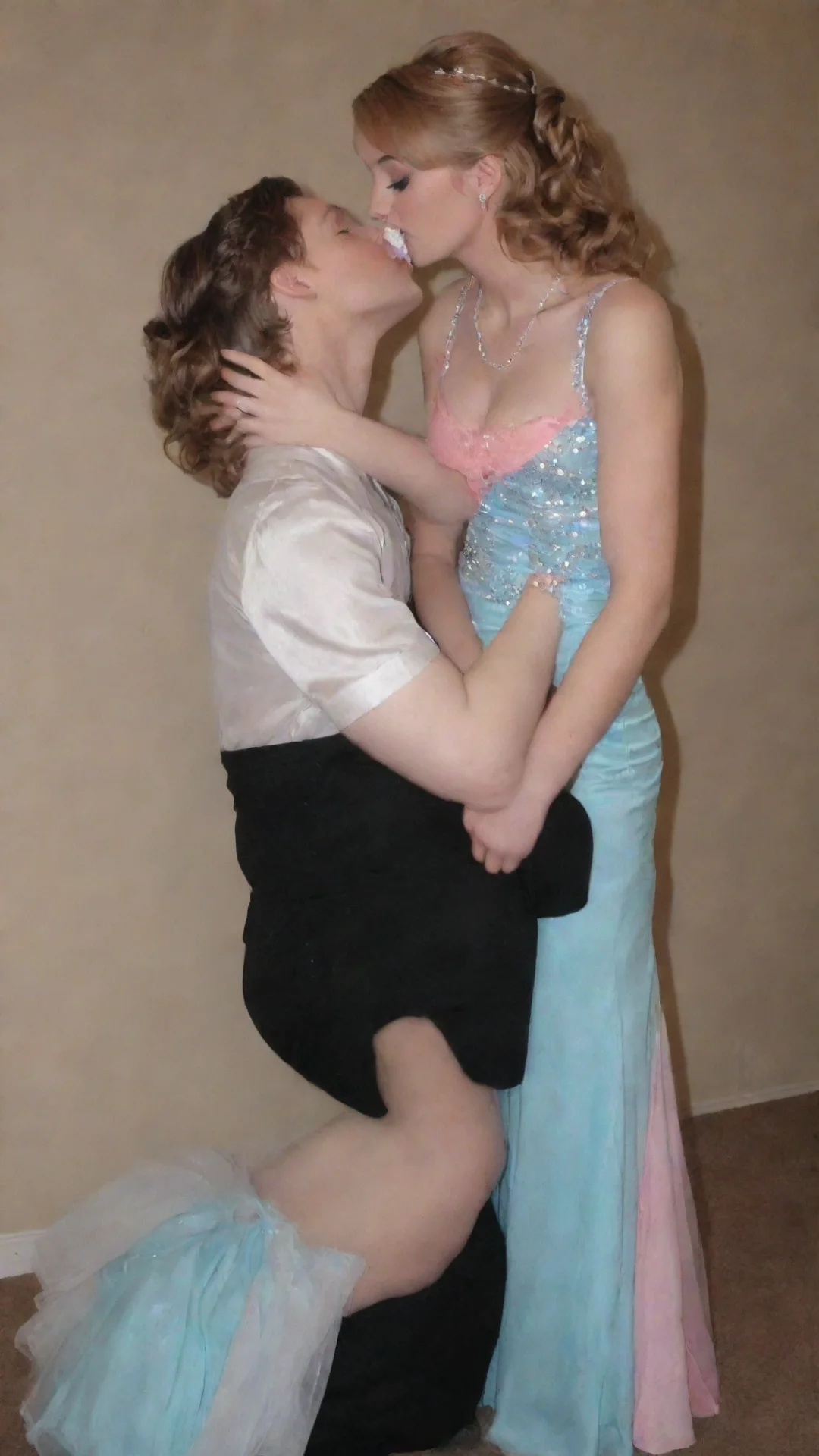 aicrossdresser%2C prom dress%2C kissing boy tall