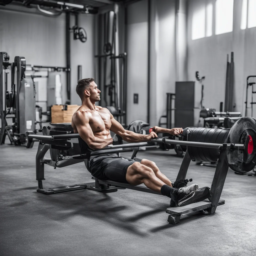 crossfit athlete working on the rower machine  amazing awesome portrait 2