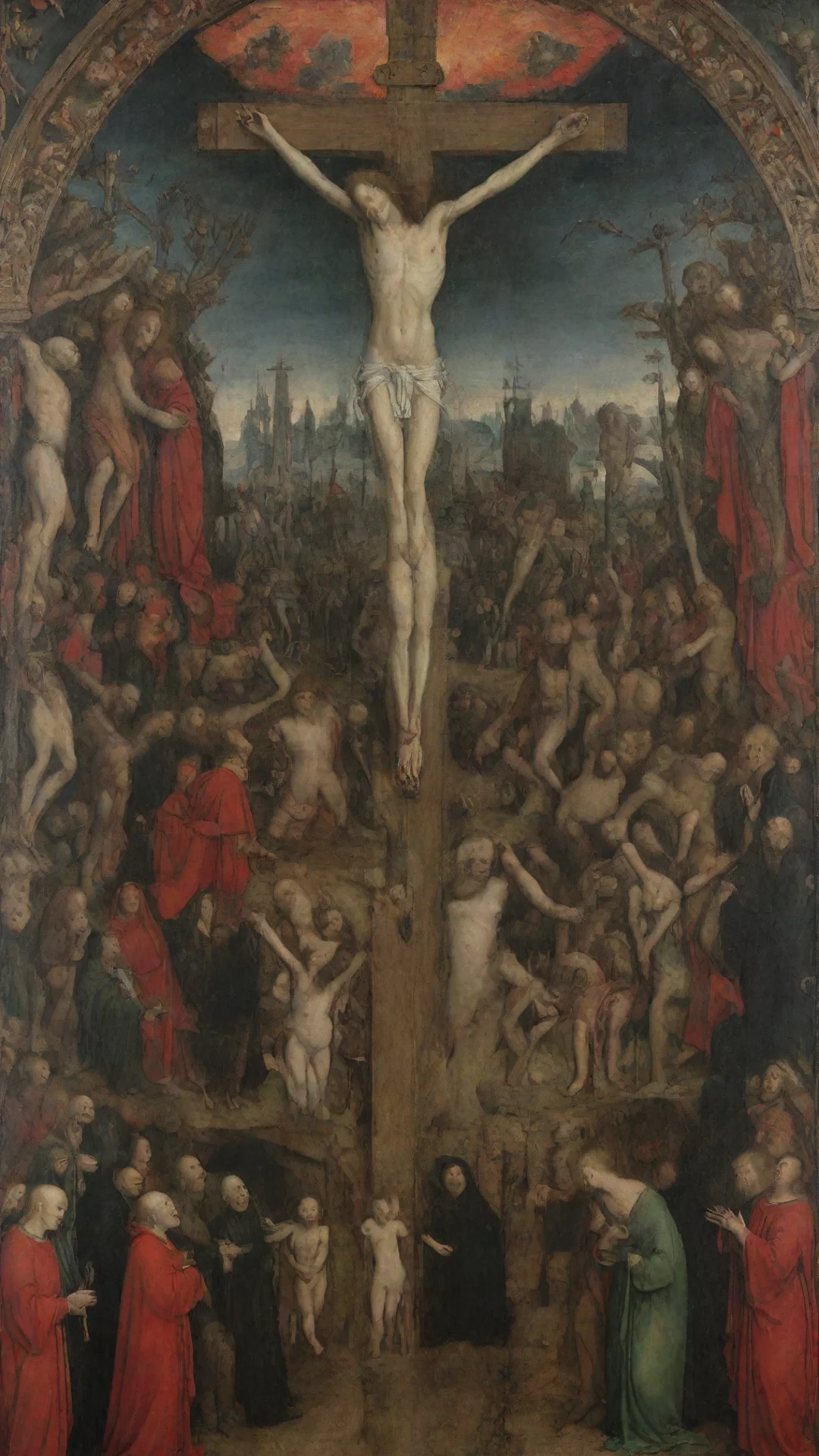 crucifixion and last judgement by jan van eyck tall