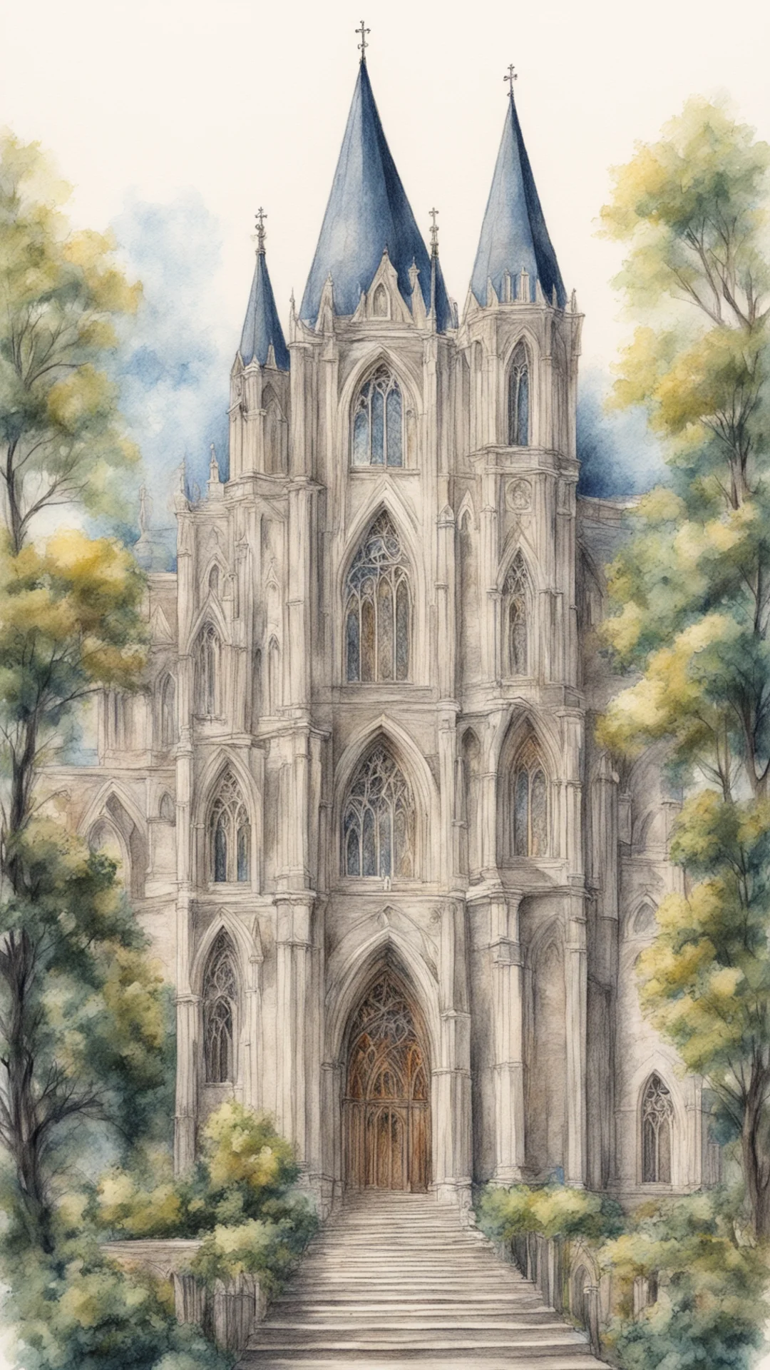 aicrude color pencil drawing of a beautiful church good looking trending fantastic 1 tall