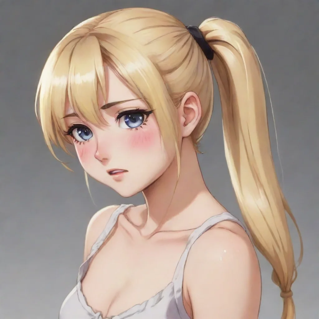 aicrying blonde anime girl with a ponytail