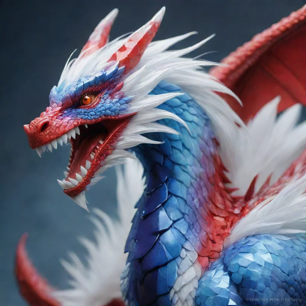 aicrystal dragon%2C blue and red%2C white hair
