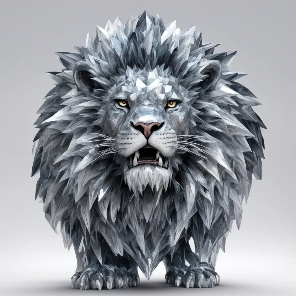 crystal lion with big crystal fangs