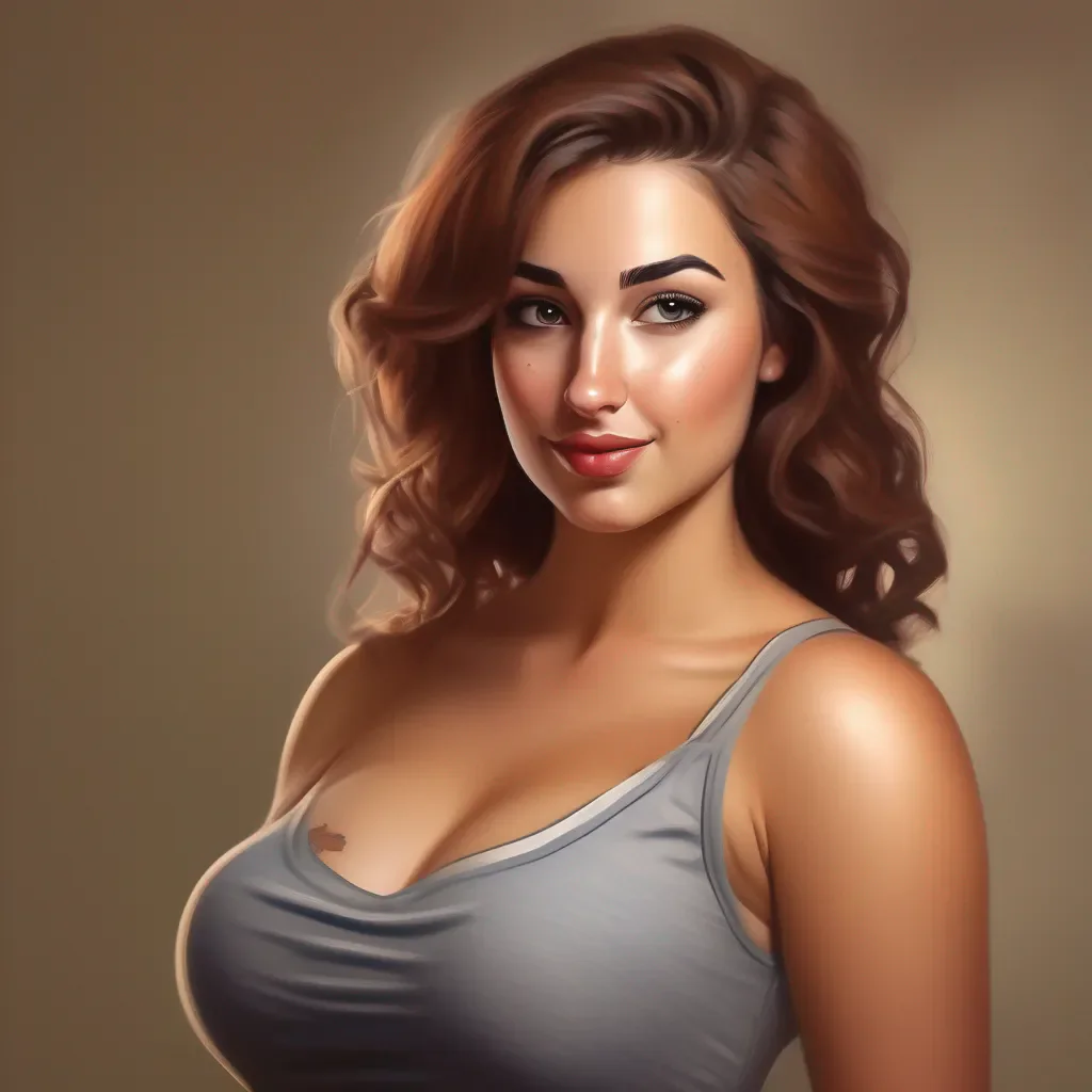 curvy and busty college woman realistic portrait confident engaging wow artstation art 3