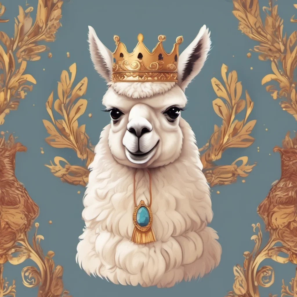 cute animal alpaca character royal king portrait adorable character fancy regal