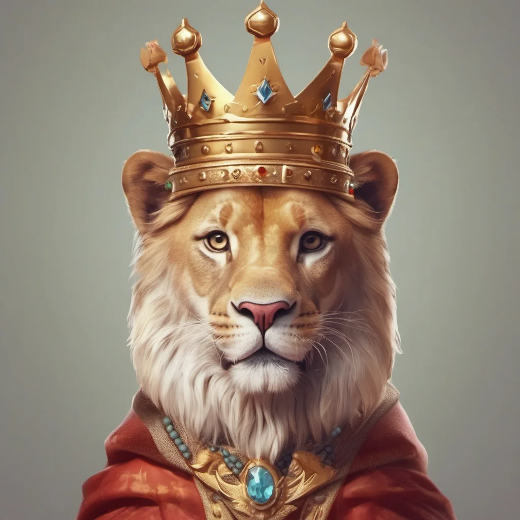 aicute animal character royal king portrait adorable character being regal