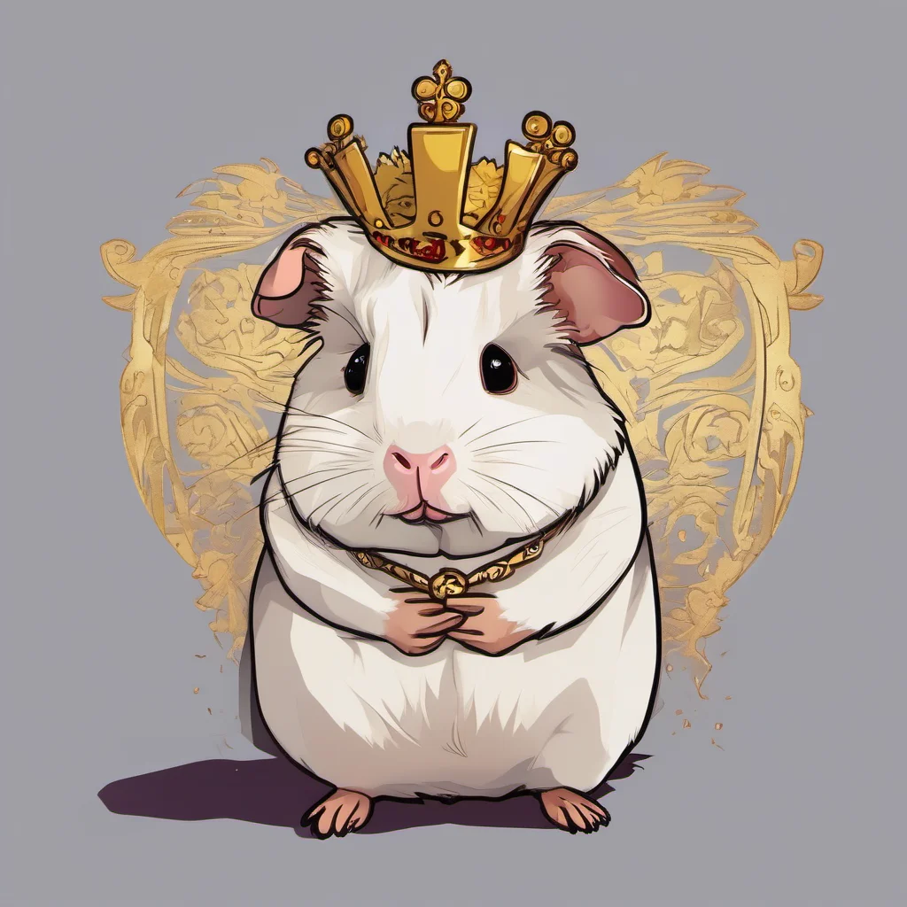 aicute animal guinea pig character royal king portrait adorable character being regal