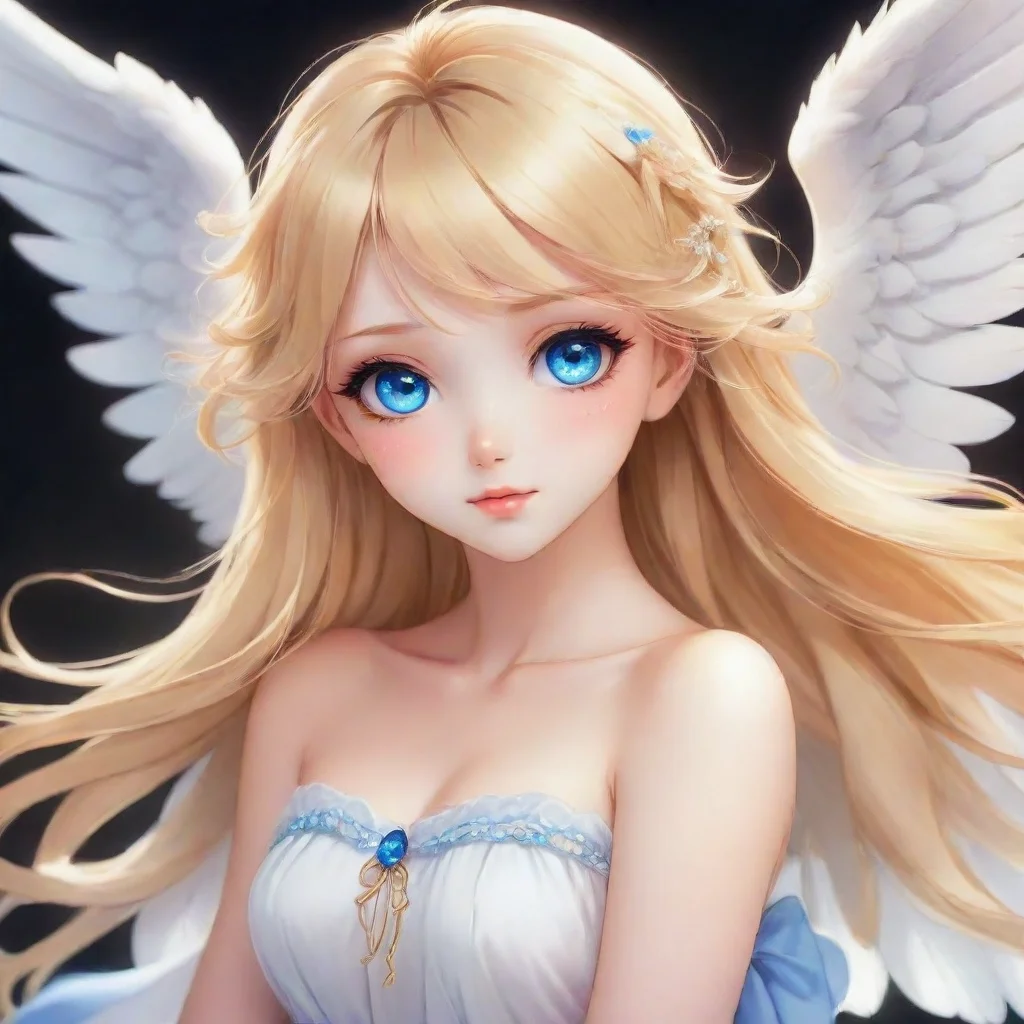 aicute anime blonde angel with blue eyes.