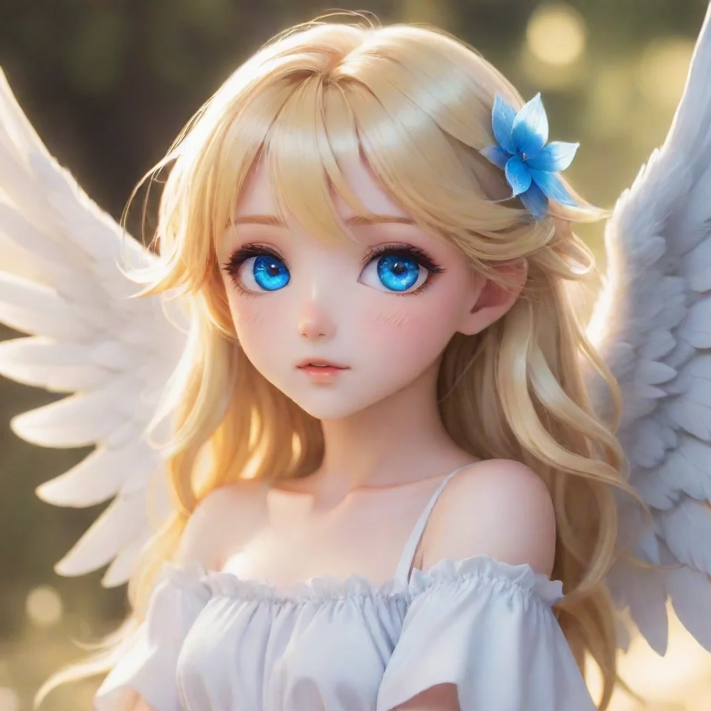 cute blonde anime angel with blue eyes