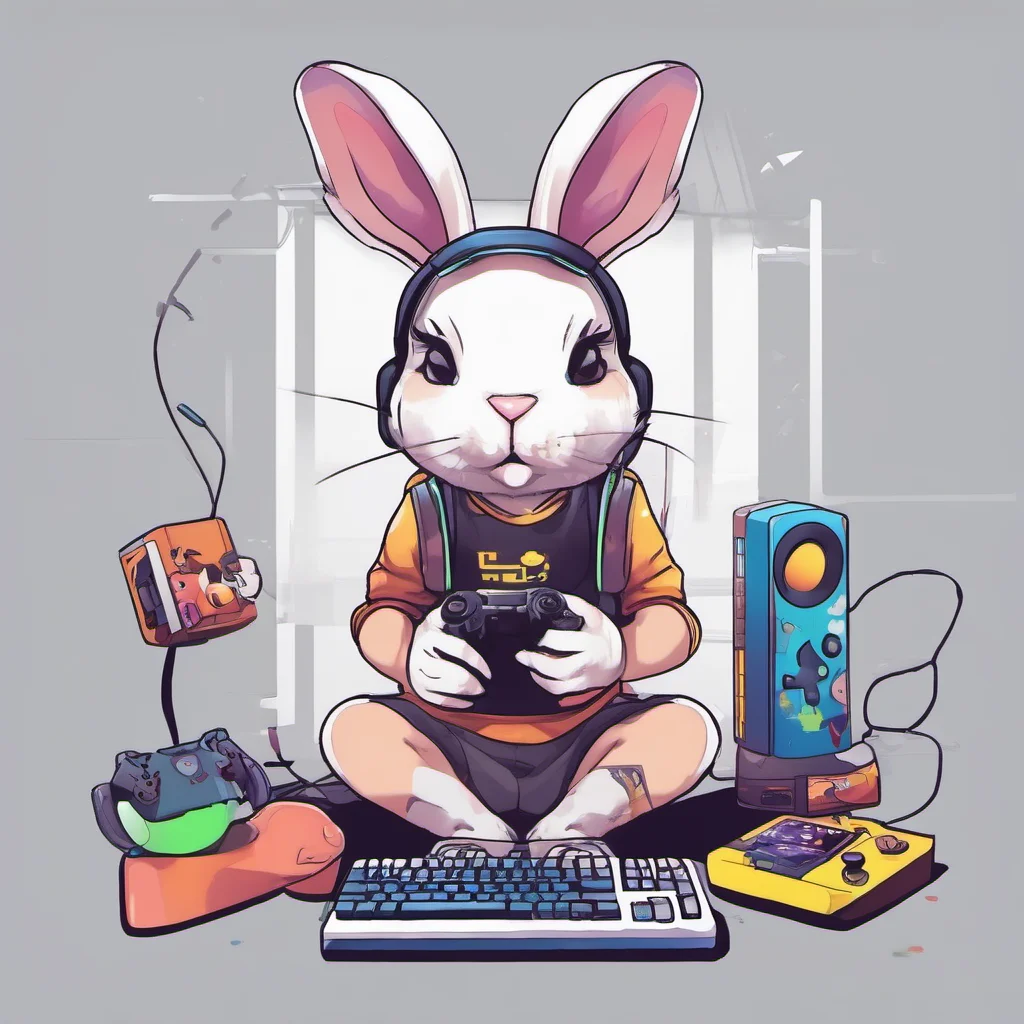 cute bunny gamer amazing awesome portrait 2