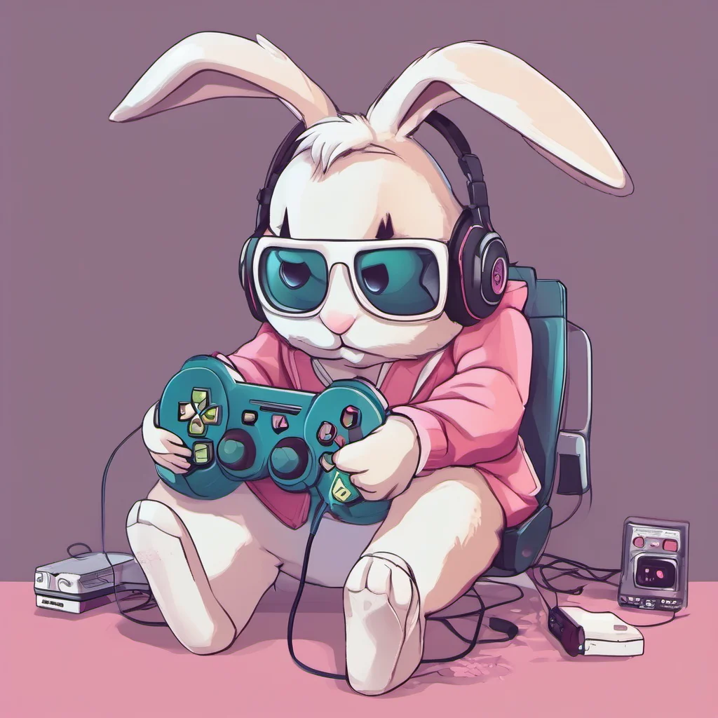 cute bunny gamer confident engaging wow artstation art 3