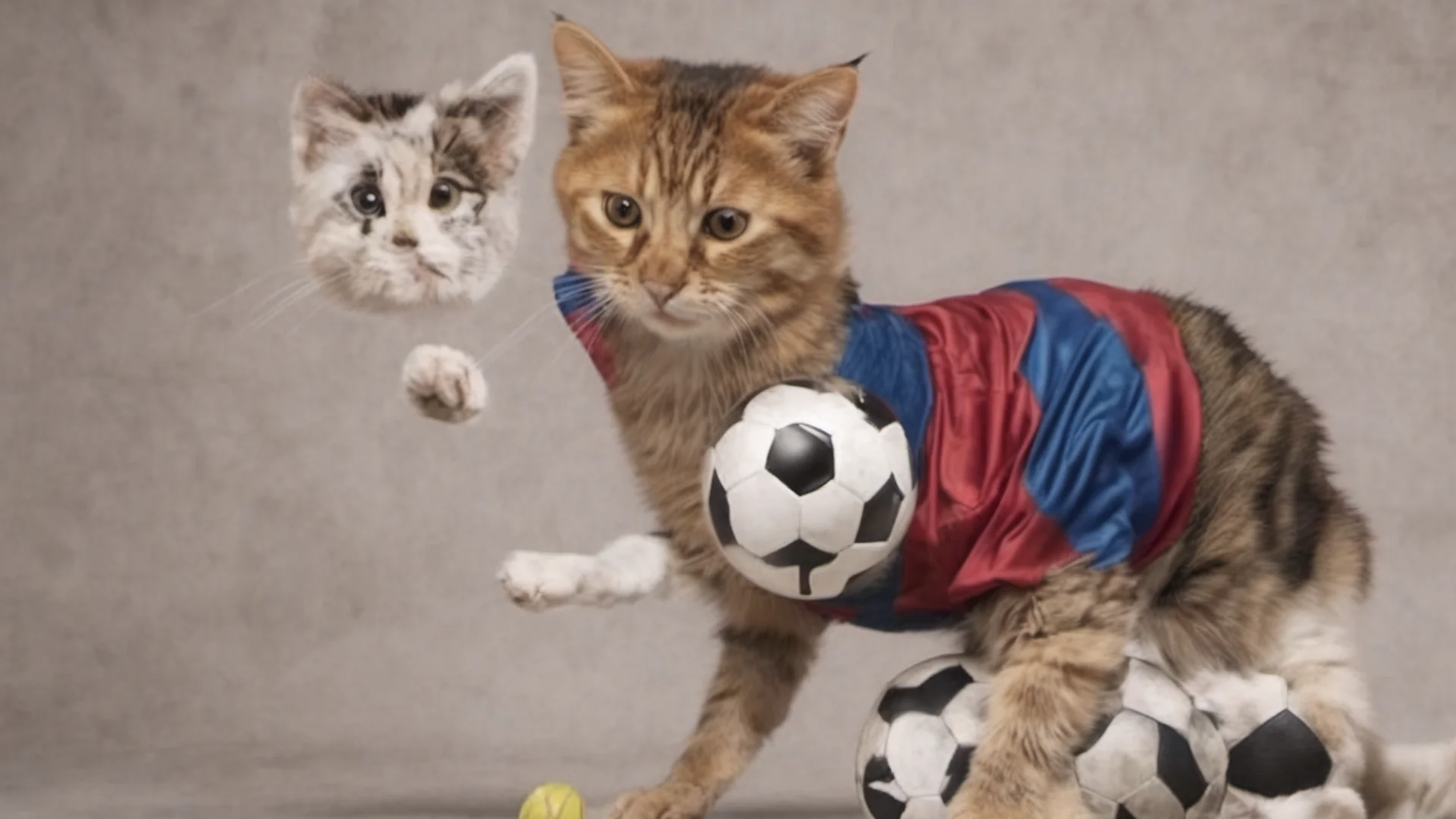 aicute cat playing football with messi amazing awesome portrait 2 wide