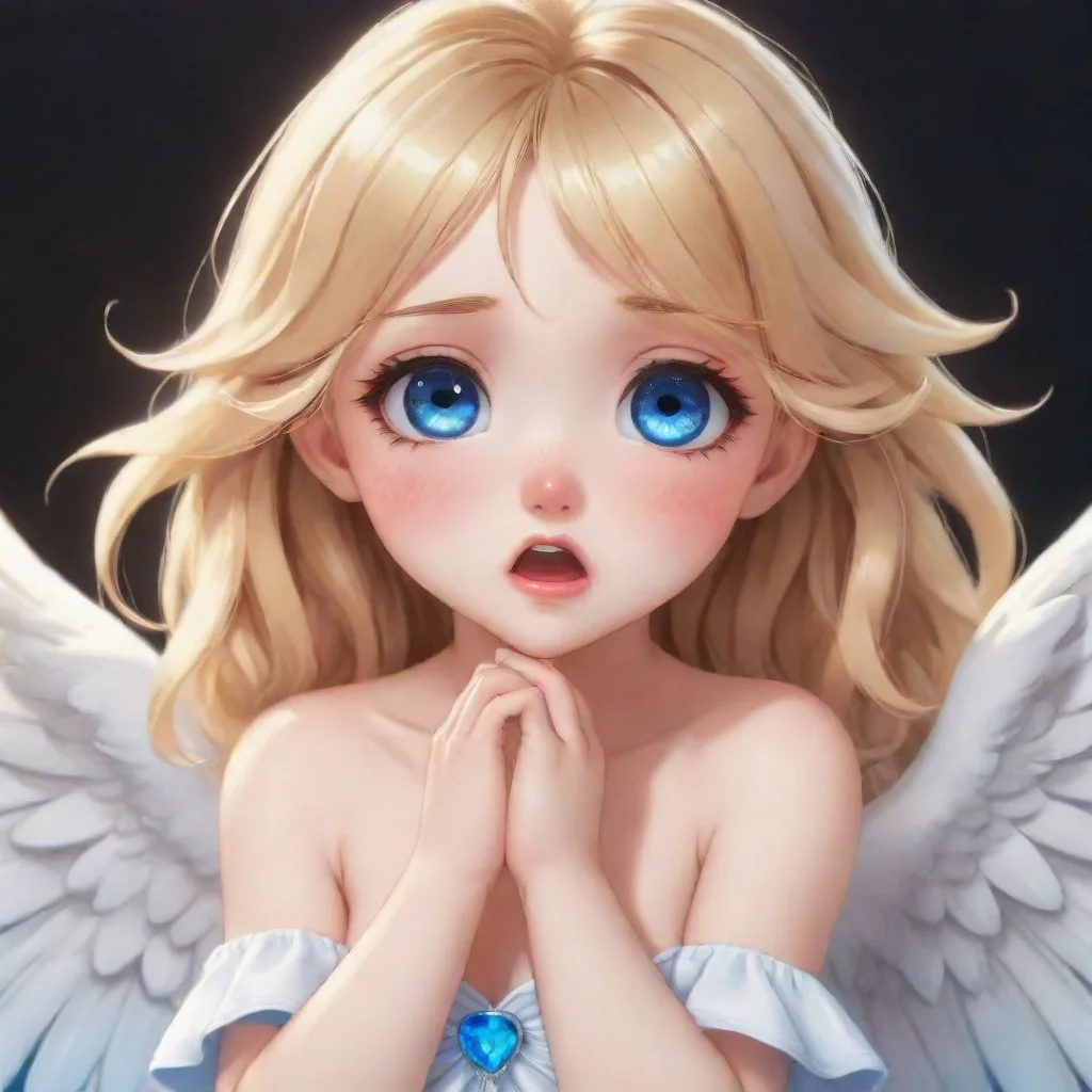 cute crying blonde anime angel with blue eyes