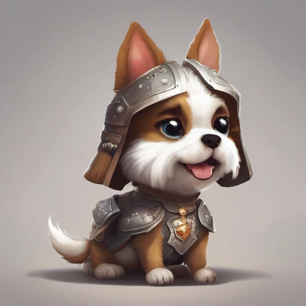 cute dog  character portrait epic heroic armoured adorable 
